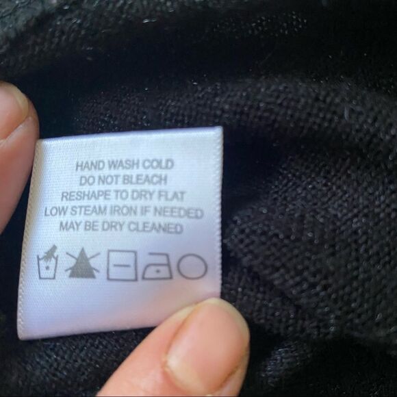 jj Basic Black Knit sweater with pleather sleeves size medium high low … - Picture 5 of 7